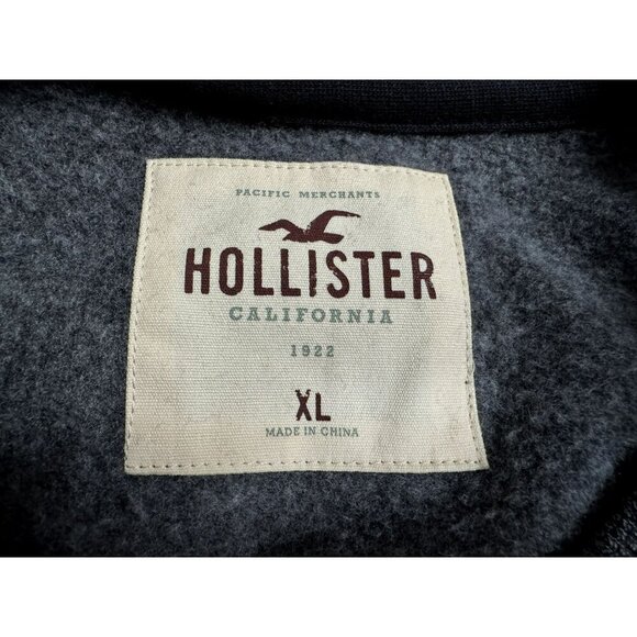 Hollistter Mens XL Gray Pullover Black SIde Panels Long Sleeve Crew Neck Tee - Picture 3 of 4